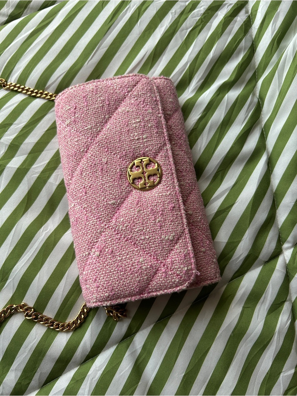 Toryburch Pink Quilted Chain Crossbody